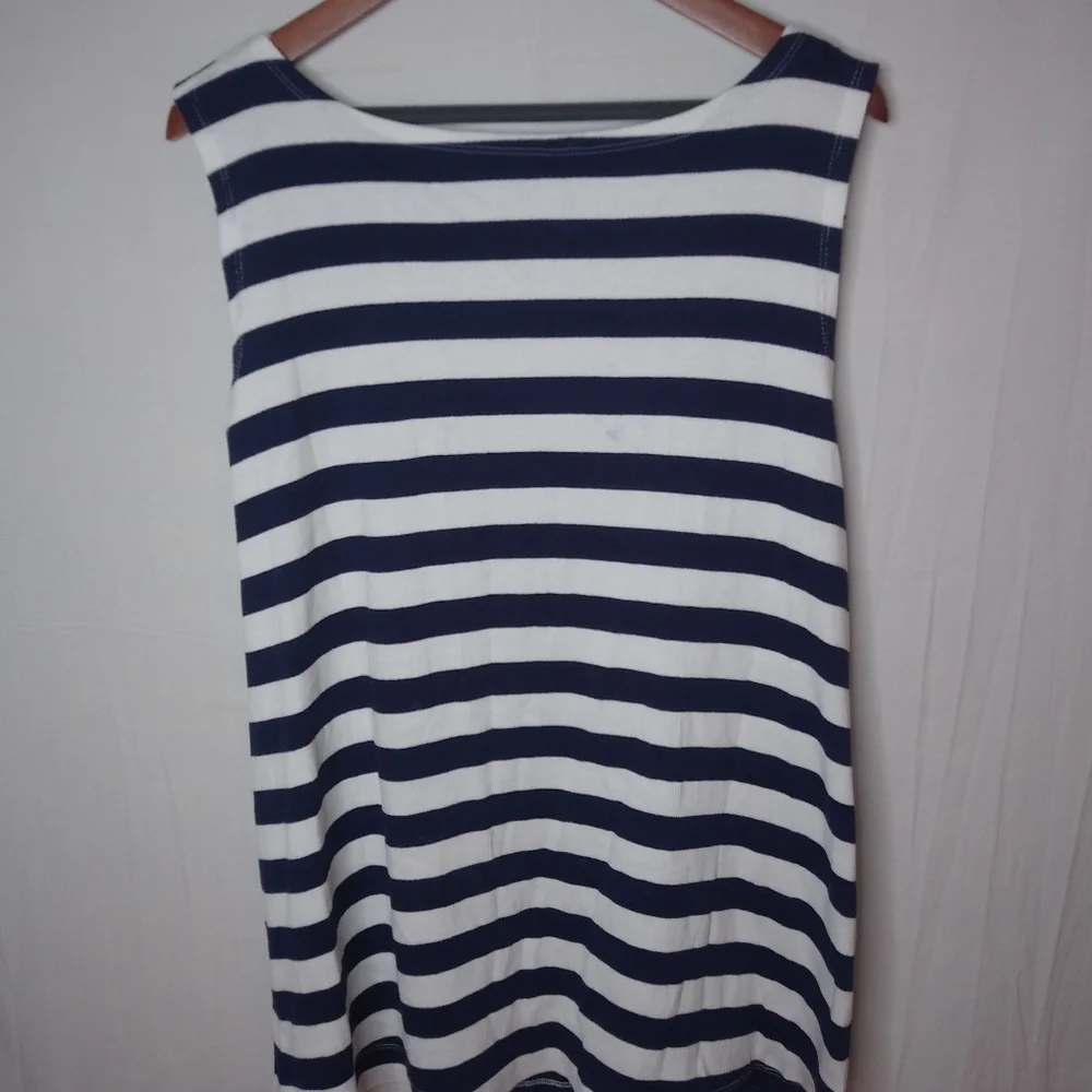 Hillard & Hanson 3X Striped Navy White Tank Top Plus - Picture 3 of 6